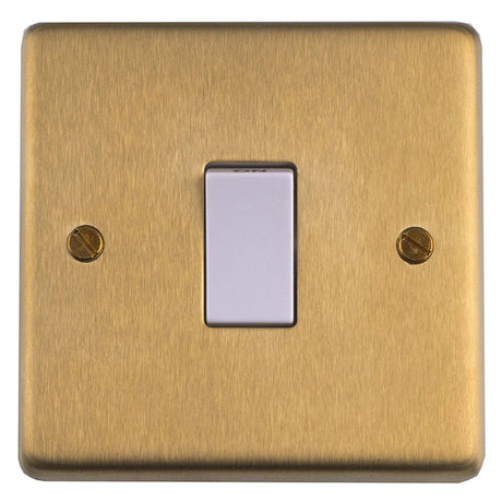 This is an image showing Eurolite Stainless Steel 20Amp Switch - Satin Brass (With White Trim) sb20asww available to order from T.H. Wiggans Ironmongery in Kendal, quick delivery and discounted prices.