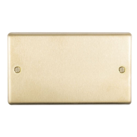 This is an image showing Eurolite Stainless Steel Double Blank Plate - Satin Brass (With Black Trim) sb2b available to order from T.H. Wiggans Ironmongery in Kendal, quick delivery and discounted prices.