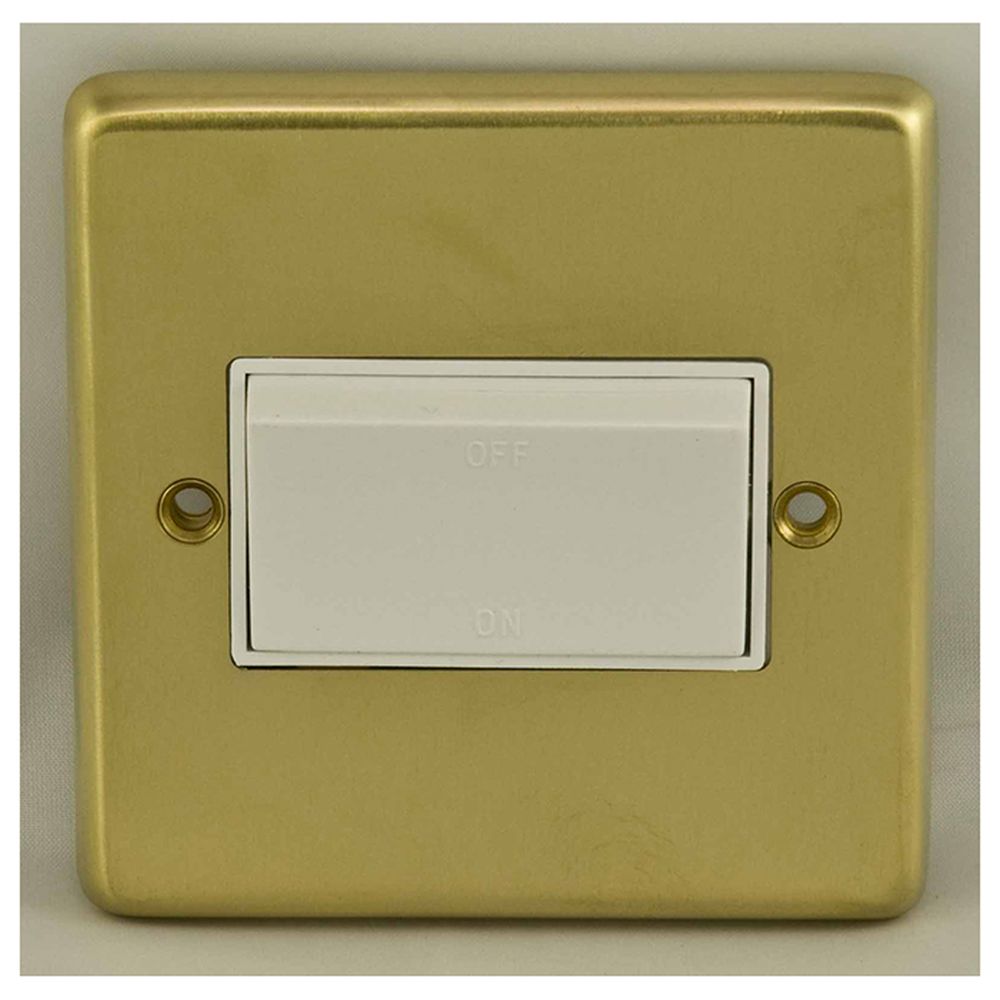 This is an image showing Eurolite Stainless Steel Fan Switch - Satin Brass (With White Trim) sbfsww available to order from T.H. Wiggans Ironmongery in Kendal, quick delivery and discounted prices.