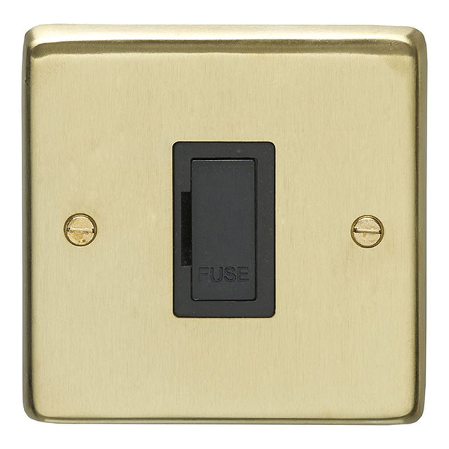 This is an image showing Eurolite Stainless Steel Unswitched Fuse Spur - Satin Brass (With Black Trim) sbuswfb available to order from T.H. Wiggans Ironmongery in Kendal, quick delivery and discounted prices.