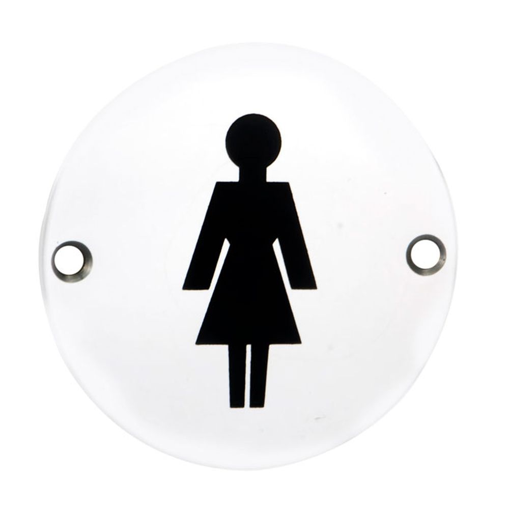 This is an image of Eurospec - Signage Female Symbol - Bright Stainless Steel available to order from T.H Wiggans Architectural Ironmongery in Kendal, quick delivery and discounted prices.