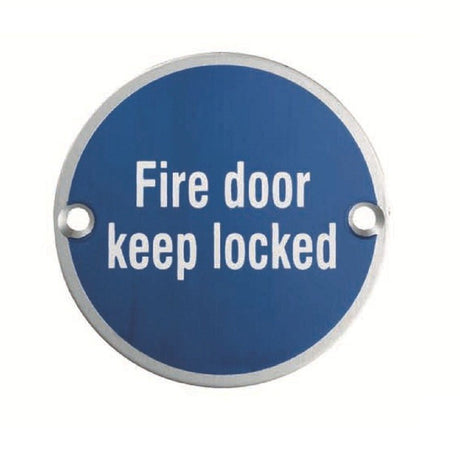This is an image of Eurospec - Fire Door Keep Locked Symbol - Satin Anodised Aluminium available to order from T.H Wiggans Architectural Ironmongery in Kendal, quick delivery and discounted prices.