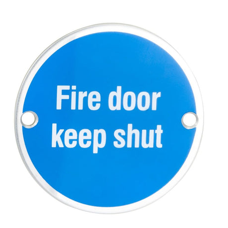 This is an image of Eurospec - Fire Door Keep Shut Symbol - Satin Anodised Aluminium available to order from T.H Wiggans Architectural Ironmongery in Kendal, quick delivery and discounted prices.