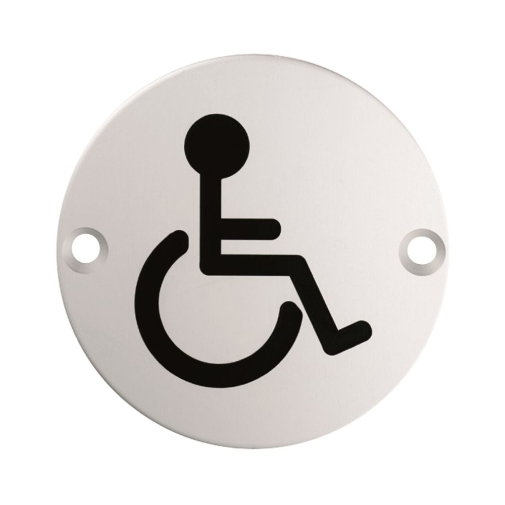 This is an image of Eurospec - Signage Disabled Symbol - Bright Stainless Steel available to order from T.H Wiggans Architectural Ironmongery in Kendal, quick delivery and discounted prices.