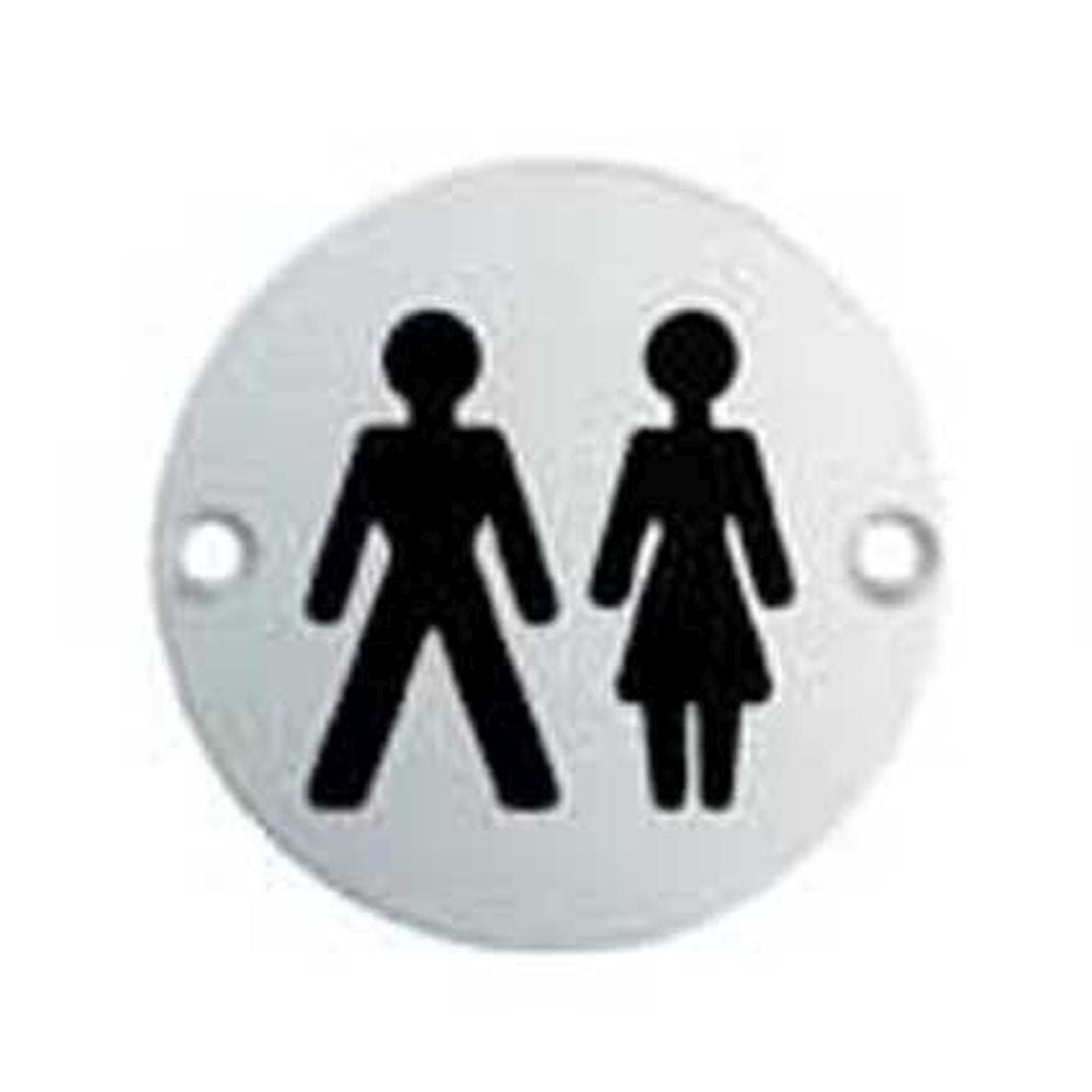 This is an image of Eurospec - Signage Unisex Symbol - Bright Stainless Steel available to order from T.H Wiggans Architectural Ironmongery in Kendal, quick delivery and discounted prices.