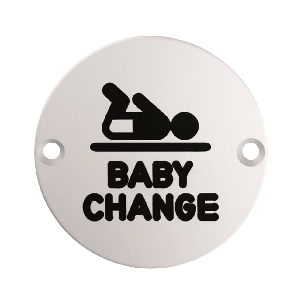 This is an image of Eurospec - Signage Baby Change Symbol - Satin Stainless Steel available to order from T.H Wiggans Architectural Ironmongery in Kendal, quick delivery and discounted prices.