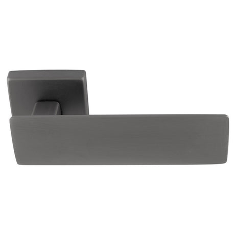 This is an image of a Manital - Spring Lever on Square Rose - Anthracite sg5ant that is availble to order from T.H Wiggans Ironmongery in Kendal.
