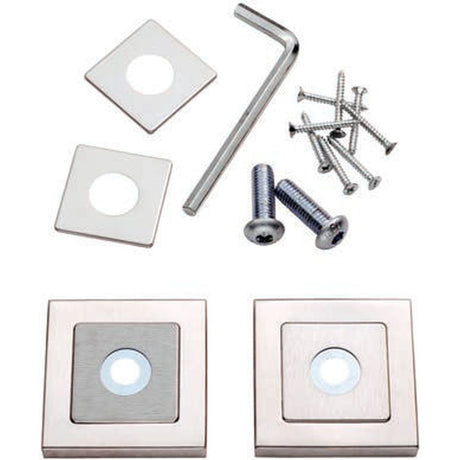 This is an image of Eurospec - Square Rose Kit - Bright/Satin Stainless Steel available to order from T.H Wiggans Architectural Ironmongery in Kendal, quick delivery and discounted prices.