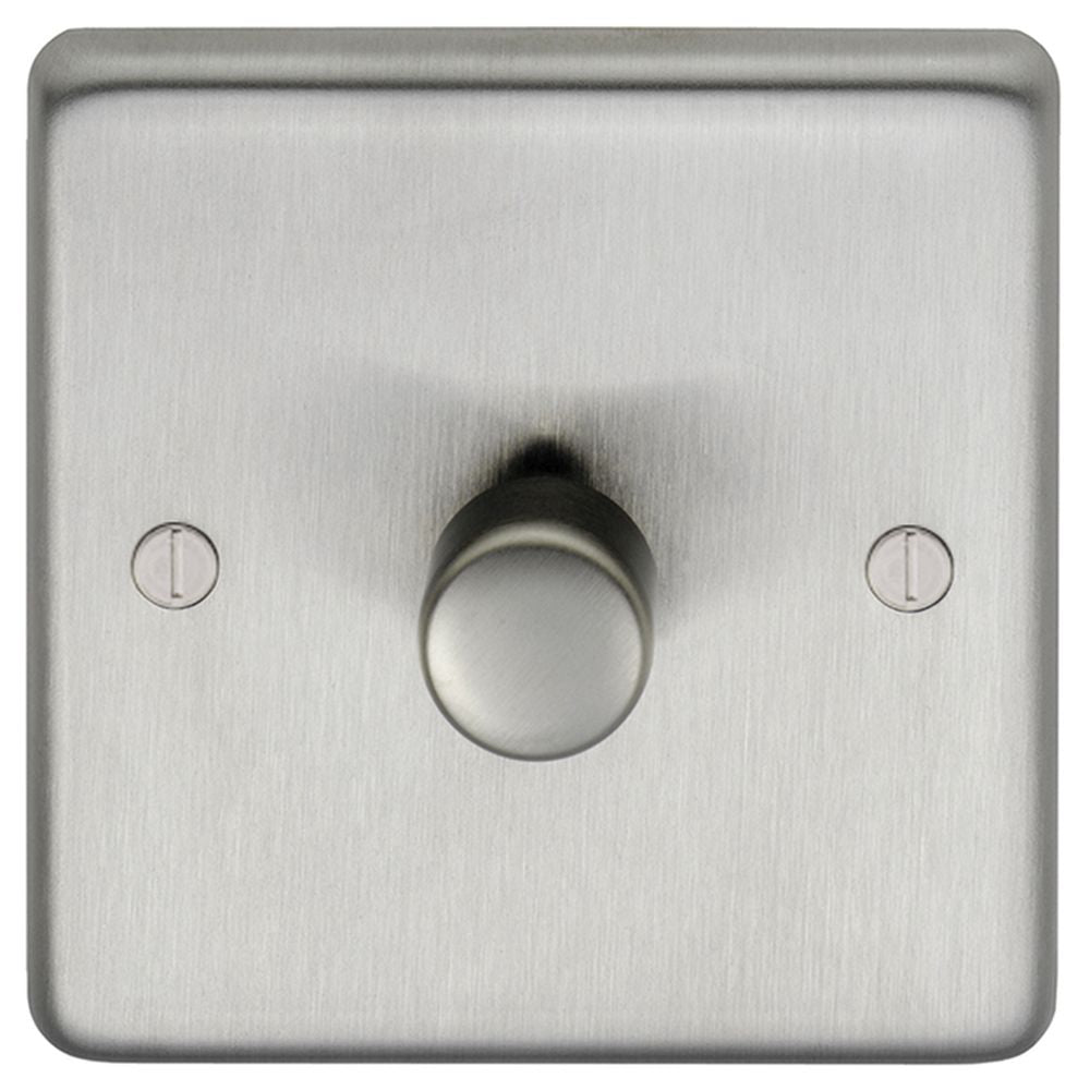 This is an image showing Eurolite Stainless Steel 1 Gang Dimmer - Satin Stainless Steel sss1d400 available to order from T.H. Wiggans Ironmongery in Kendal, quick delivery and discounted prices.