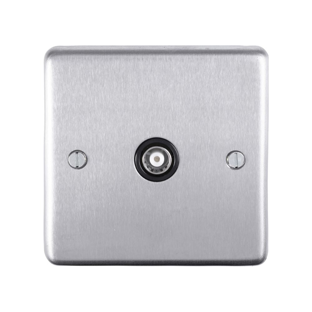 This is an image showing Eurolite Stainless Steel TV - Satin Stainless Steel (With Black Trim) sss1tvb available to order from T.H. Wiggans Ironmongery in Kendal, quick delivery and discounted prices.