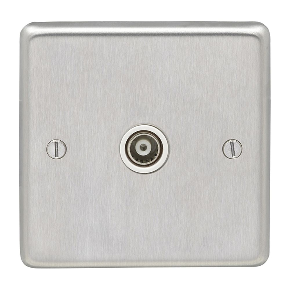 This is an image showing Eurolite Stainless Steel TV - Satin Stainless Steel (With White Trim) sss1tvw available to order from T.H. Wiggans Ironmongery in Kendal, quick delivery and discounted prices.