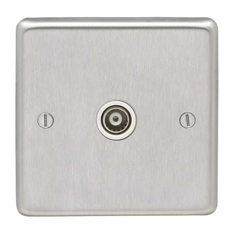 This is an image showing Eurolite Stainless Steel TV - Satin Stainless Steel (With White Trim) sss1tvw available to order from T.H. Wiggans Ironmongery in Kendal, quick delivery and discounted prices.
