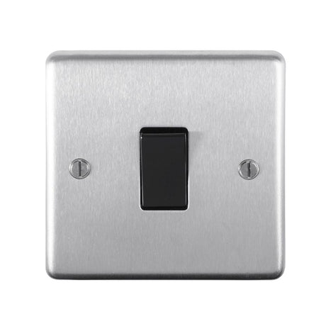 This is an image showing Eurolite Stainless Steel 20Amp Switch - Satin Stainless Steel (With Black Trim) sss20aswb available to order from T.H. Wiggans Ironmongery in Kendal, quick delivery and discounted prices.