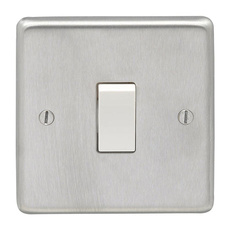 This is an image showing Eurolite Stainless Steel 20Amp Switch - Satin Stainless Steel (With White Trim) sss20asww available to order from T.H. Wiggans Ironmongery in Kendal, quick delivery and discounted prices.