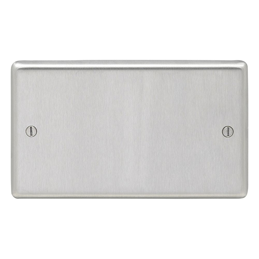 This is an image showing Eurolite Stainless Steel Double Blank Plate - Satin Stainless Steel (With Black Trim) sss2b available to order from T.H. Wiggans Ironmongery in Kendal, quick delivery and discounted prices.
