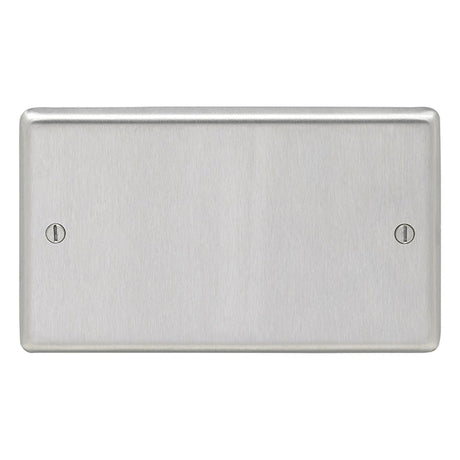 This is an image showing Eurolite Stainless Steel Double Blank Plate - Satin Stainless Steel (With Black Trim) sss2b available to order from T.H. Wiggans Ironmongery in Kendal, quick delivery and discounted prices.
