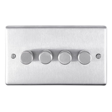 This is an image showing Eurolite Stainless Steel 4 Gang Dimmer - Satin Stainless Steel sss4dled available to order from T.H. Wiggans Ironmongery in Kendal, quick delivery and discounted prices.