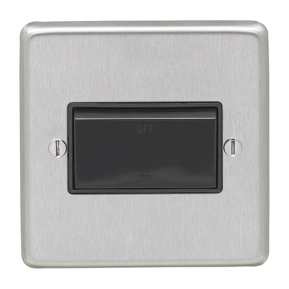 This is an image showing Eurolite Stainless Steel Fan Switch - Satin Stainless Steel (With Black Trim) sssfswb available to order from T.H. Wiggans Ironmongery in Kendal, quick delivery and discounted prices.