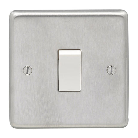 This is an image showing Eurolite Stainless Steel Intermediate Switch - Satin Stainless Steel (With White Trim) sssintw available to order from T.H. Wiggans Ironmongery in Kendal, quick delivery and discounted prices.