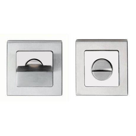 This is an image of Eurospec - Square Thumbturn and Release - Bright/Satin Stainless Steel available to order from T.H Wiggans Architectural Ironmongery in Kendal, quick delivery and discounted prices.