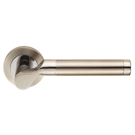 This is an image of Eurospec - Steelworx SWL Lucerna Lever on Rose - Bright/Satin Stainless Steel available to order from T.H Wiggans Architectural Ironmongery in Kendal, quick delivery and discounted prices.