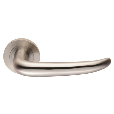 This is an image of Eurospec - Steelworx SWL Luenza Lever on Rose - Satin Stainless Steel available to order from T.H Wiggans Architectural Ironmongery in Kendal, quick delivery and discounted prices.