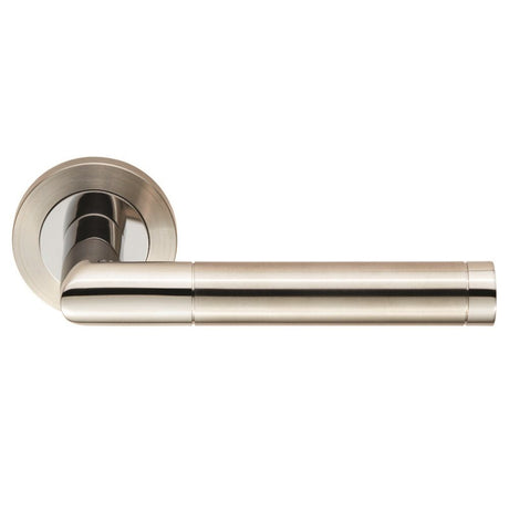 This is an image of Eurospec - Steelworx SWL Treviri Lever on Rose - Bright/Satin Stainless Steel available to order from T.H Wiggans Architectural Ironmongery in Kendal, quick delivery and discounted prices.