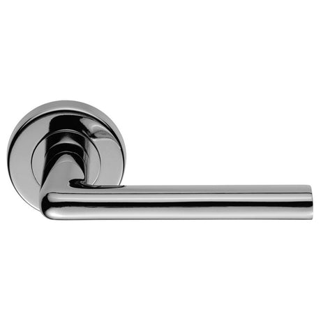This is an image of Serozzetta - Uno Lever on Round Rose - Polished Chrome available to order from T.H Wiggans Architectural Ironmongery in Kendal, quick delivery and discounted prices.