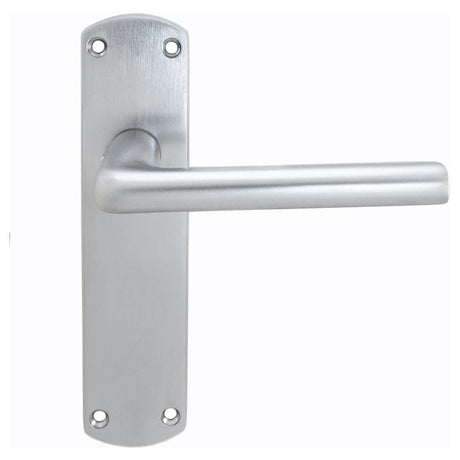 This is an image of Serozzetta - Uno Lever on Latch Backplate - Satin Chrome available to order from T.H Wiggans Architectural Ironmongery in Kendal, quick delivery and discounted prices.