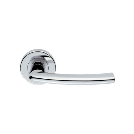 This is an image of Serozzetta - Dos Lever on Round Rose - Polished Chrome available to order from T.H Wiggans Architectural Ironmongery in Kendal, quick delivery and discounted prices.