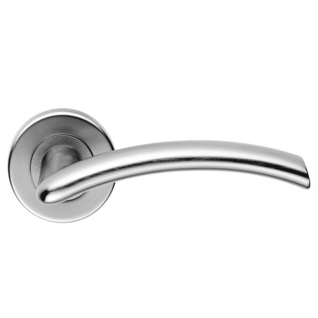 This is an image of Serozzetta - Tres Lever on Round Rose - Satin Chrome available to order from T.H Wiggans Architectural Ironmongery in Kendal, quick delivery and discounted prices.