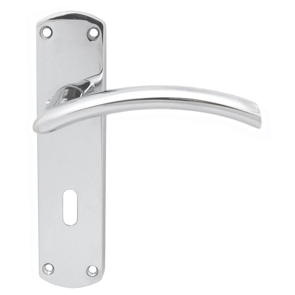This is an image of Serozzetta - Tres Lever on Lock Backplate - Polished Chrome available to order from T.H Wiggans Architectural Ironmongery in Kendal, quick delivery and discounted prices.