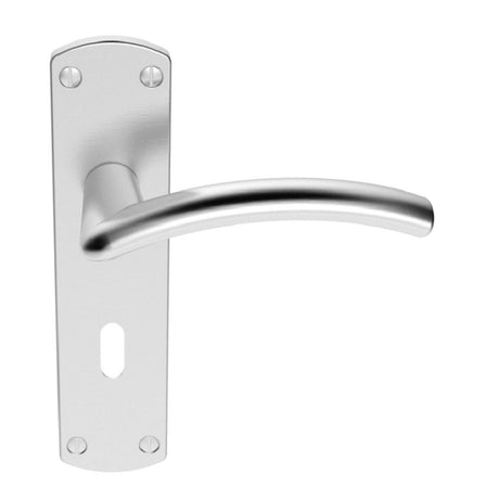 This is an image of Serozzetta - Tres Lever on Lock Backplate - Satin Chrome available to order from T.H Wiggans Architectural Ironmongery in Kendal, quick delivery and discounted prices.