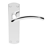 This is an image of Serozzetta - Tres Lever on Latch Backplate - Polished Chrome available to order from T.H Wiggans Architectural Ironmongery in Kendal, quick delivery and discounted prices.