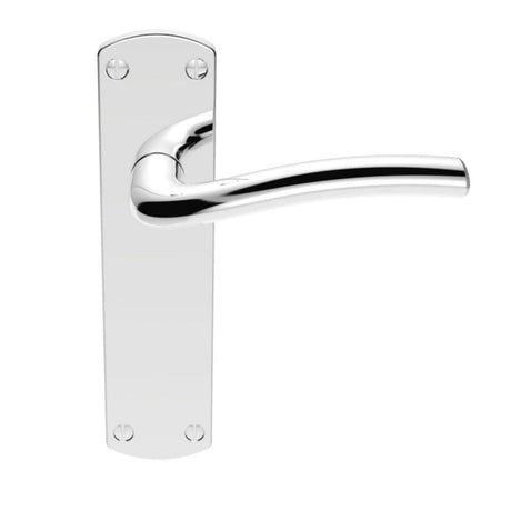 This is an image of Serozzetta - Cuatro Lever on Latch Backplate - Polished Chrome available to order from T.H Wiggans Architectural Ironmongery in Kendal, quick delivery and discounted prices.