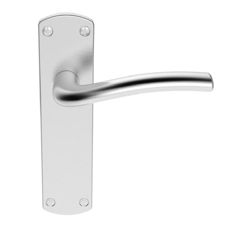 This is an image of Serozzetta - Cuatro Lever on Latch Backplate - Satin Chrome available to order from T.H Wiggans Architectural Ironmongery in Kendal, quick delivery and discounted prices.