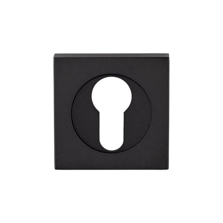This is an image of Serozzetta - Square Euro Profile Escutcheon - Matt Black available to order from T.H Wiggans Architectural Ironmongery in Kendal, quick delivery and discounted prices.