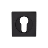 This is an image of Serozzetta - Square Euro Profile Escutcheon - Matt Black available to order from T.H Wiggans Architectural Ironmongery in Kendal, quick delivery and discounted prices.