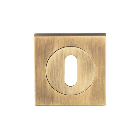 This is an image of Serozzetta - Square Standard Lock Escutcheon Antique Brass - Antique Brass available to order from T.H Wiggans Architectural Ironmongery in Kendal, quick delivery and discounted prices.