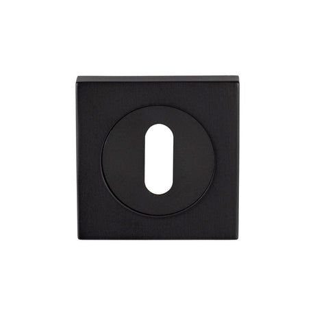 This is an image of Serozzetta - Square Standard Lock Escutcheon Matt Black - Matt Black available to order from T.H Wiggans Architectural Ironmongery in Kendal, quick delivery and discounted prices.