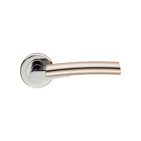 This is an image of Serozzetta - Valiant Lever on Rose - Polished Chrome Satin Nickel available to order from T.H Wiggans Architectural Ironmongery in Kendal, quick delivery and discounted prices.