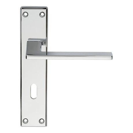 This is an image of Serozzetta - Zone Lever on Lock Backplate - Polished Chrome available to order from T.H Wiggans Architectural Ironmongery in Kendal, quick delivery and discounted prices.