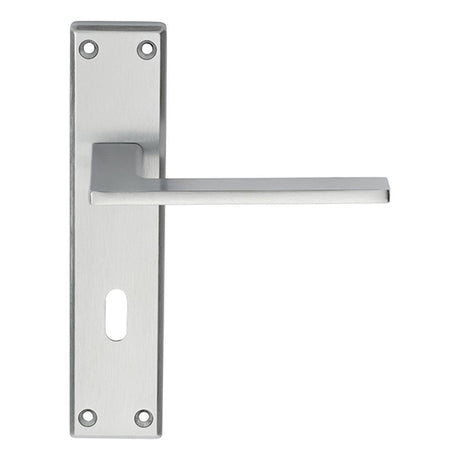 This is an image of Serozzetta - Zone Lever on Lock Backplate - Satin Chrome available to order from T.H Wiggans Architectural Ironmongery in Kendal, quick delivery and discounted prices.