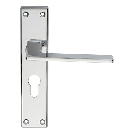 This is an image of Serozzetta - Zone Lever on Euro Lock Backplate - Polished Chrome available to order from T.H Wiggans Architectural Ironmongery in Kendal, quick delivery and discounted prices.