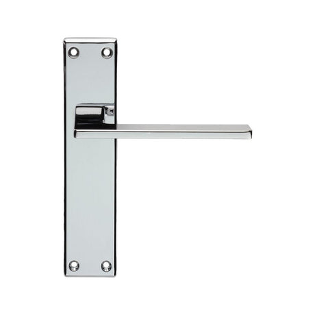 This is an image of Serozzetta - Zone Lever on Latch Backplate - Polished Chrome available to order from T.H Wiggans Architectural Ironmongery in Kendal, quick delivery and discounted prices.
