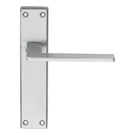 This is an image of Serozzetta - Zone Lever on Latch Backplate - Satin Chrome available to order from T.H Wiggans Architectural Ironmongery in Kendal, quick delivery and discounted prices.