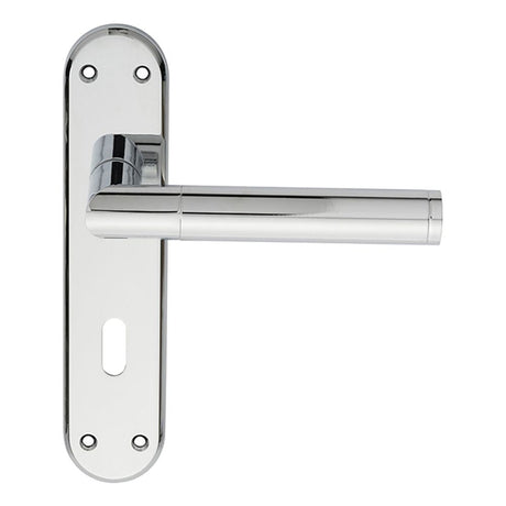 This is an image of Serozzetta - Scope Lever on Lock Backplate - Polished Chrome available to order from T.H Wiggans Architectural Ironmongery in Kendal, quick delivery and discounted prices.