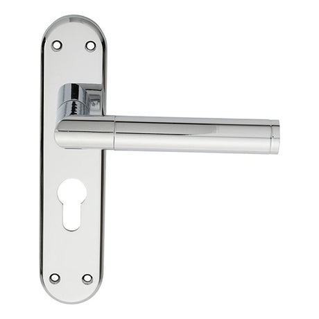 This is an image of Serozzetta - Scope Lever on Euro Lock Backplate - Polished Chrome available to order from T.H Wiggans Architectural Ironmongery in Kendal, quick delivery and discounted prices.