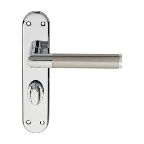 This is an image of Serozzetta - Scope Lever on WC Backplate - Polished Chrome Satin Nickel available to order from T.H Wiggans Architectural Ironmongery in Kendal, quick delivery and discounted prices.
