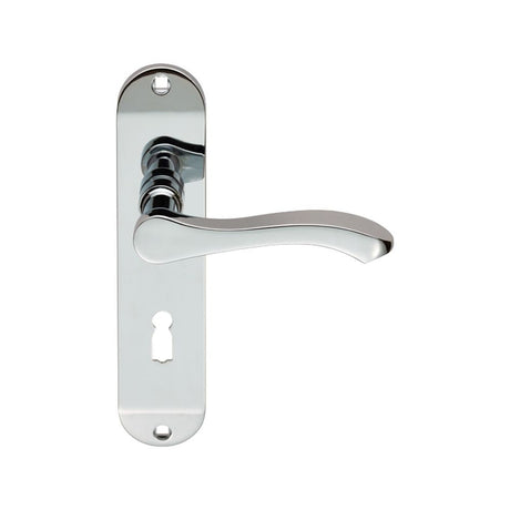 This is an image of Serozzetta - Lever on Lock Backplate - Polished Chrome available to order from T.H Wiggans Architectural Ironmongery in Kendal, quick delivery and discounted prices.